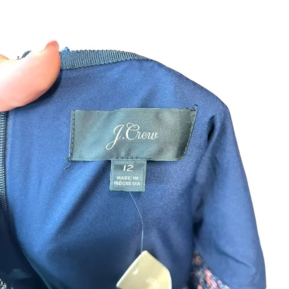 J. Crew A-line Dress in Confetti Tweed Navy Blue Pink Size 12 - Picture 11 of 15